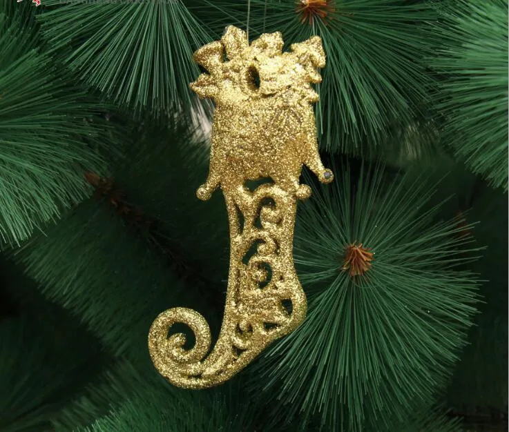 3 SZTUK 14x6cm Brokat Proszek Buty Wisiorek Ornament Na Boże Narodzenie Party Tree Wenn Wiszące Dekoracji