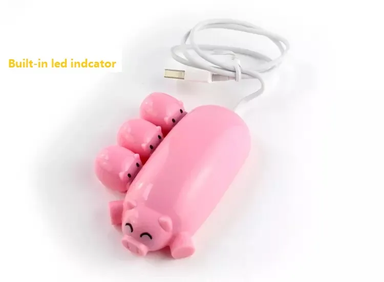 Atacado Porco Dos Desenhos Animados Hub USB Um arrastar três HUB Computador USB2.0 porta splitter, Rosa Bonito Piggy Hub 3 Portas para dados Expansor de carga móvel