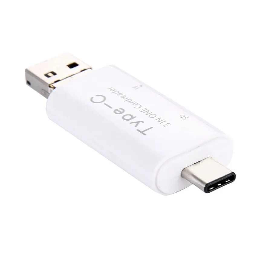 Ny 3 i 1 USB 3.1 Typ C Micro USB OTG USB-kortläsare Micro SDHC SD TF-typ-C-kortläsare för Samsung Note7 iPhone7 MacBook Notebook