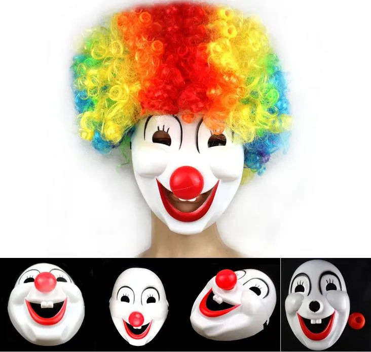 Halloween Hite Clown Red Nose masker Funny Fancy Dress Party Jester Jolly Mask PVC Maskerade Masker Carnaval Maskers witte feestelijke evenement rekwisieten