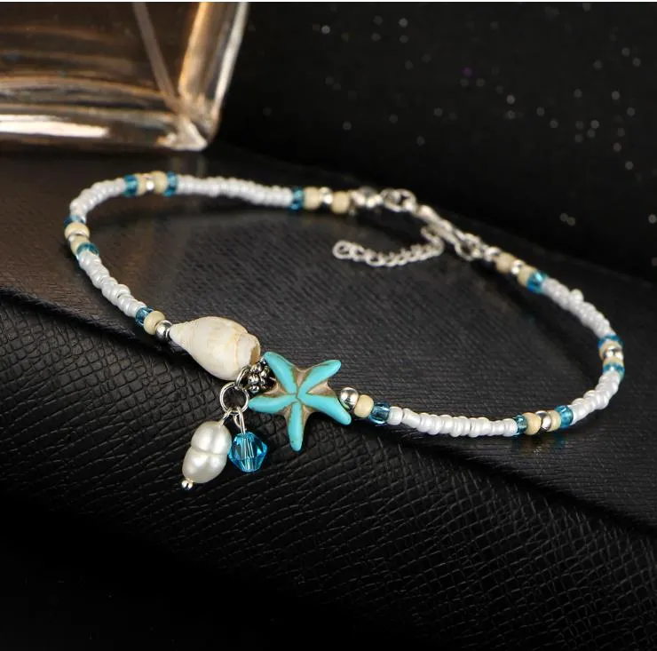 Shell Anklet pearl Beads Starfish Anklets For Women 2017 Fashion Vintage Handmade barefoot Sandal Statement Bracelet Foot Boho Jewelry