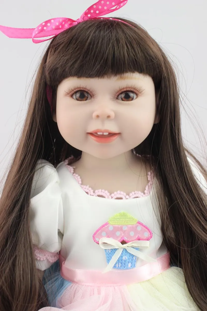 Full Vinyl Reborn Baby Doll18 tum / 45cm Handgjorda Märke Amerikansk Doll LifeSize Reborn Baby Doll Toy Girls Christmas Gift