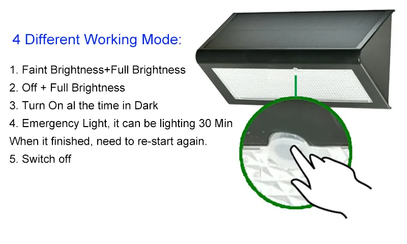 Güneş enerjili duvar lambaları mikrodalga radar sensörü LED ışıkları su geçirmez açık bahçe ışık abs+pc kapak 1000lm