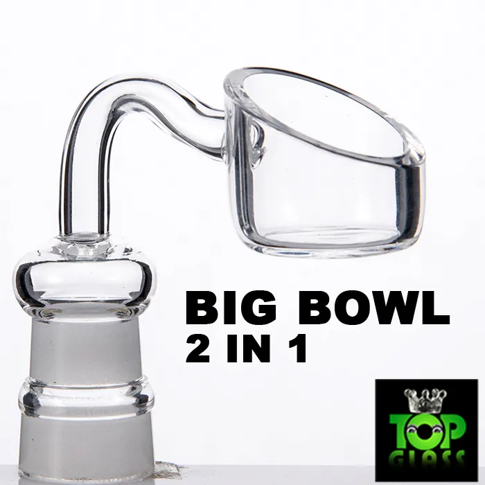 Bigger Bowl Pure Quartz Banger Nail 14mm 18mm Frosted Joint 2 i 1 Partihandel, Gratis Snabb DHL