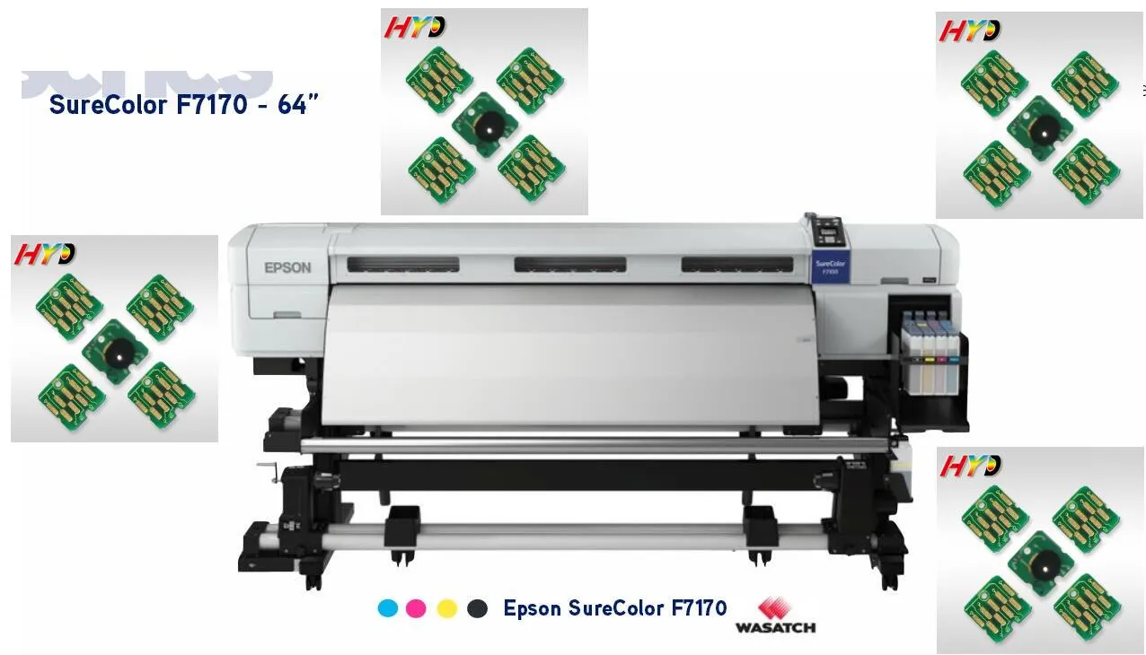 Gratis DHL / FEDEX: kleurstof sub f7170 printer chip, 20 stuks / partij, comaptible vervanging T7411 T7412 T7413 T7414 inktcartridge chip