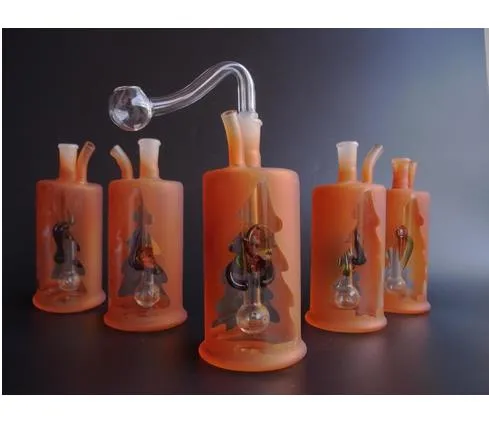 Tubi di vetro Gorgogliatore di vetro Piattaforma petrolifera di vetro Bong di vetro Albero di Natale trasparente JH033-10mm arancione