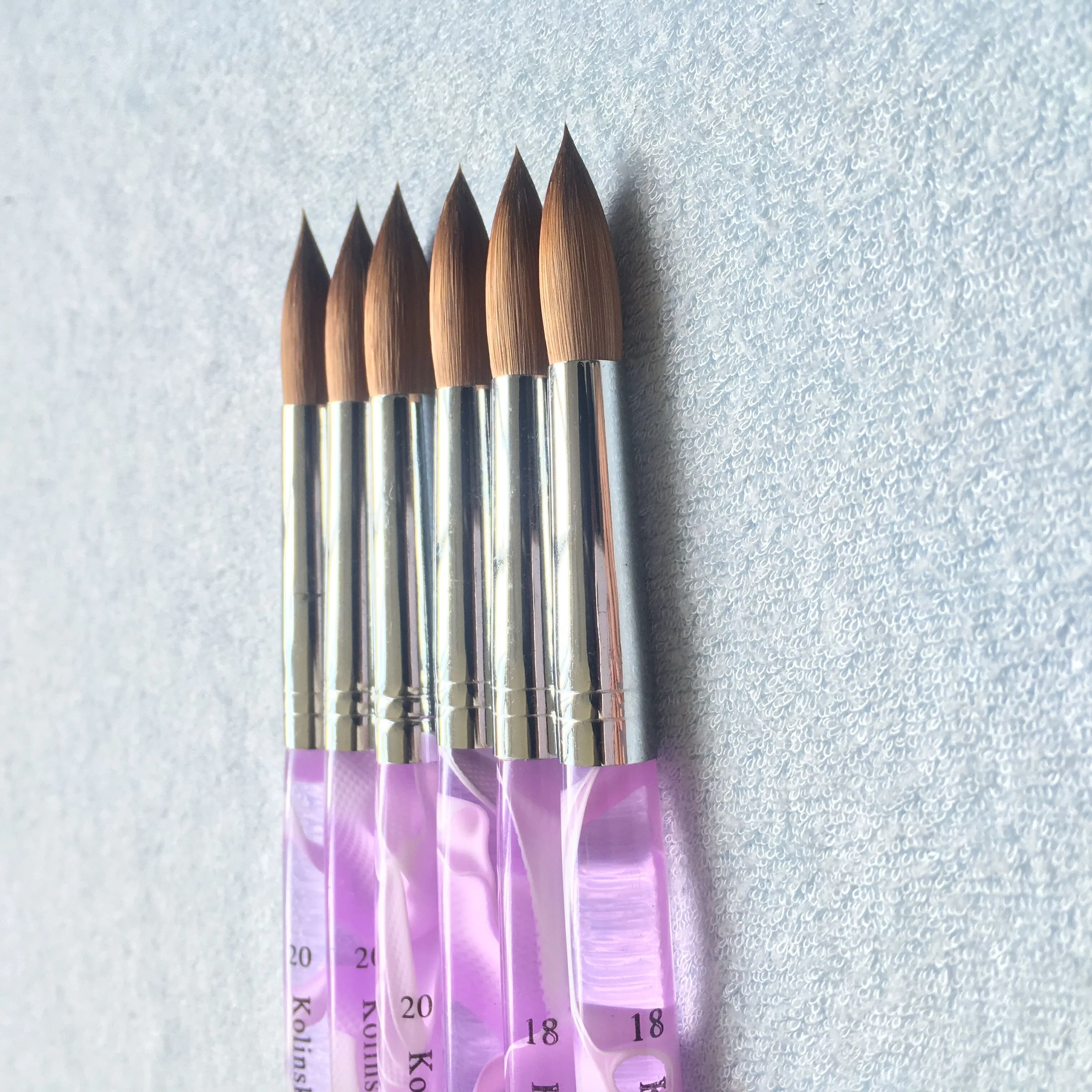 Acrylic Nail Art Drawing Brush Big Size24 Kolinsky Painting Sable Free Shipping Pink Handle Round Sharp For Manicure Salon Use