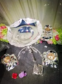 Silver Five Dowl Flower Stand Centerpieces na ślub Centerpiece / Party Decoration