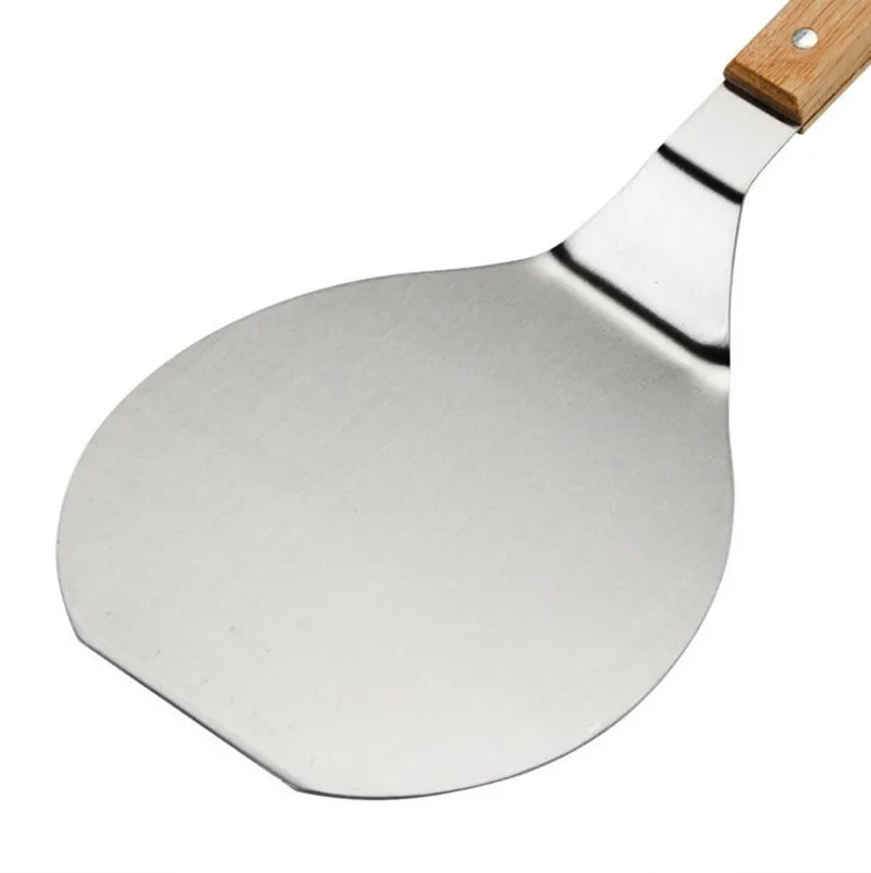 Christmas supplies Wood Handle Stainless Steel Cake Lifter Pizza Server Cookie Spatula Big Pizza Shovel fast shipping