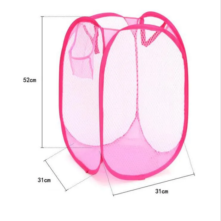 Mesh Tyg Vikbar Pop up Dirty Kläder Tvätt Tvättkorg Bag Bin Hamper Storage för hem hushållning Användning Storage Korgar 2017 stil