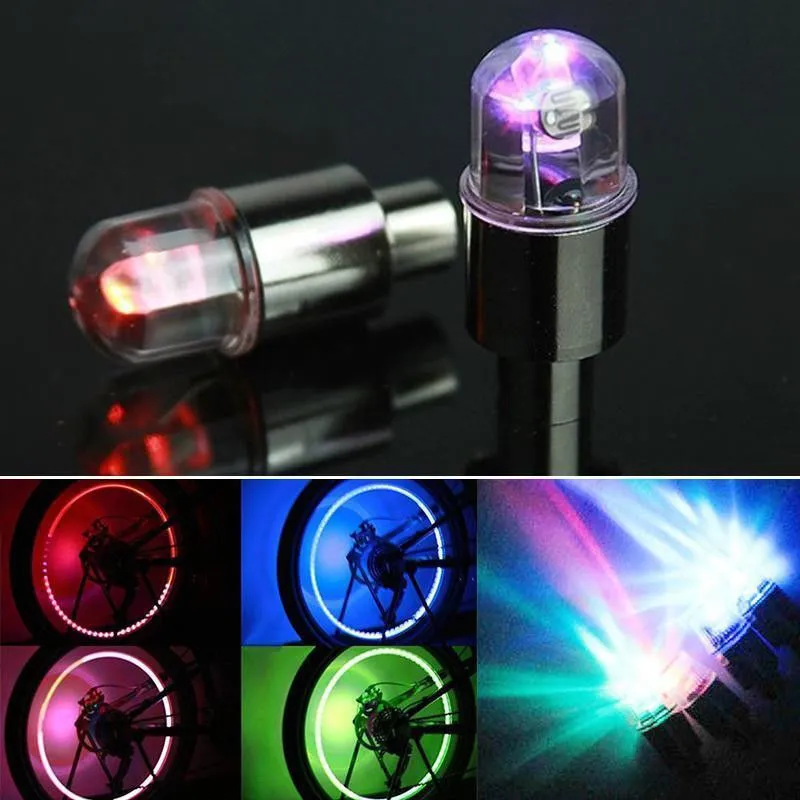 Ny färgcykel Cykling Motorbil Däck Däckventil Cap Stam Wheel LED Light Lamp 1000PCS / Lot