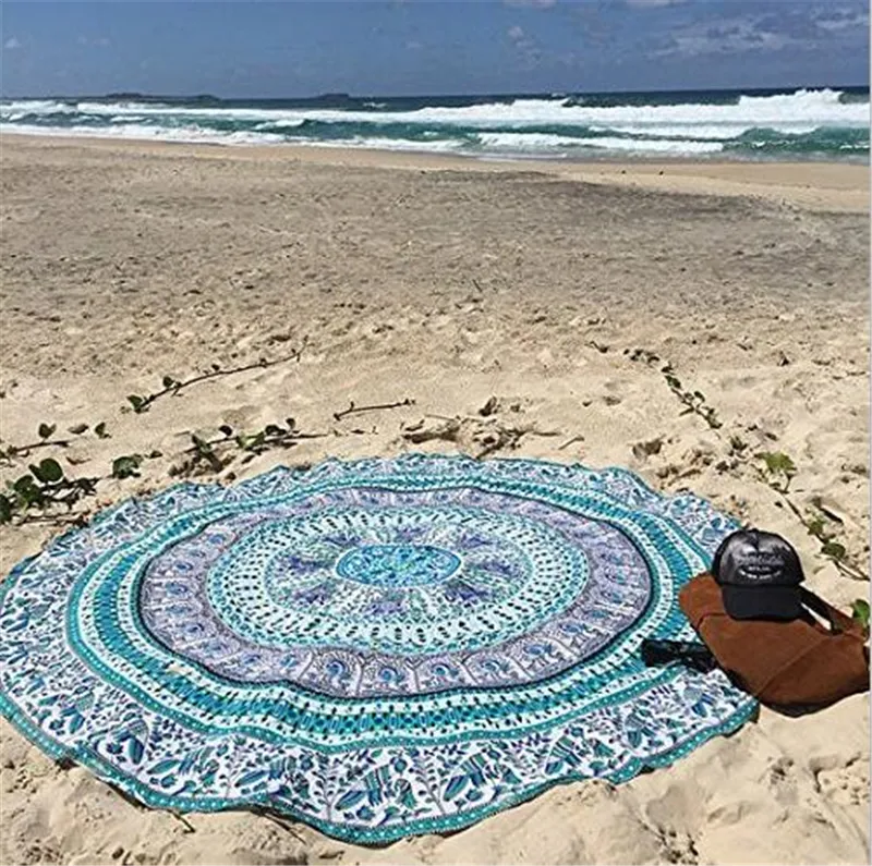 Round Beach Towel Boho Colorful Printed Indian Circle Beach Towels For