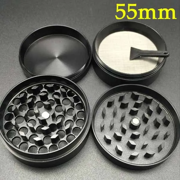 ACCESSOIRES SUMELLES GRINDERS HERB 55 mm 4 parties Zicn Alloy Grinder Metal For Dents Filtre Net Vaporisateur sec tabac