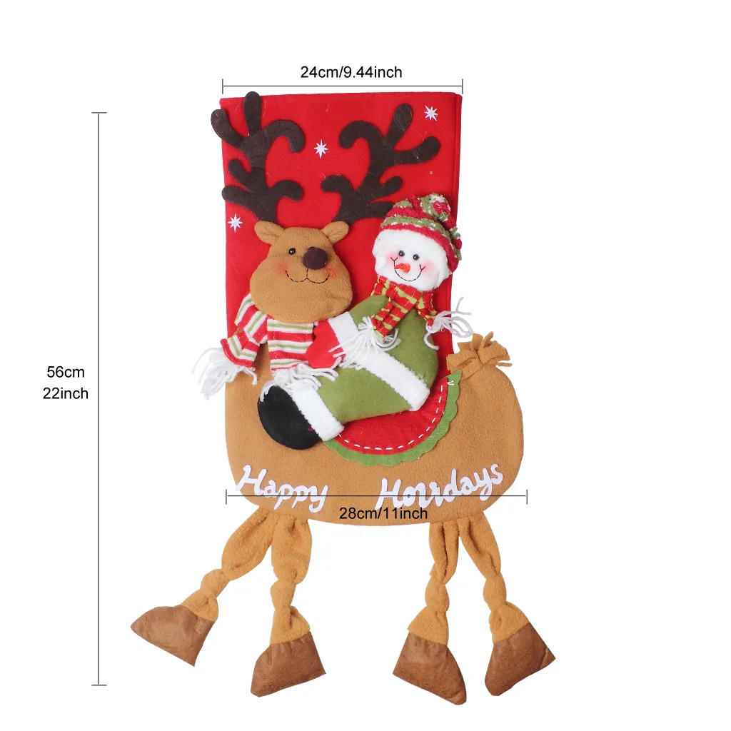 Julstrumpor Strumpor Presentväska Snö Man Santa Claus Xmas Tree Stocking Patterns Ornaments Dekorationer Partihandel