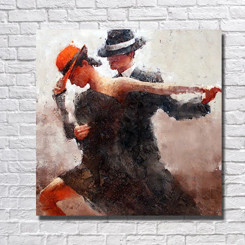 Uomo e donna Tango Pittura a olio Decorazione domestica Immagini murali Dipinto a mano Pittura moderna su tela Senza cornice