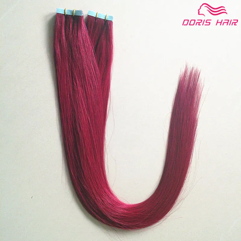 2016 NIEUWE haar Braziliaanse Peruaanse Tape human Hair Extensions sterke blauwe tape lijm 20 stks roze rood voor mode vrouwen Haar Exten5572636