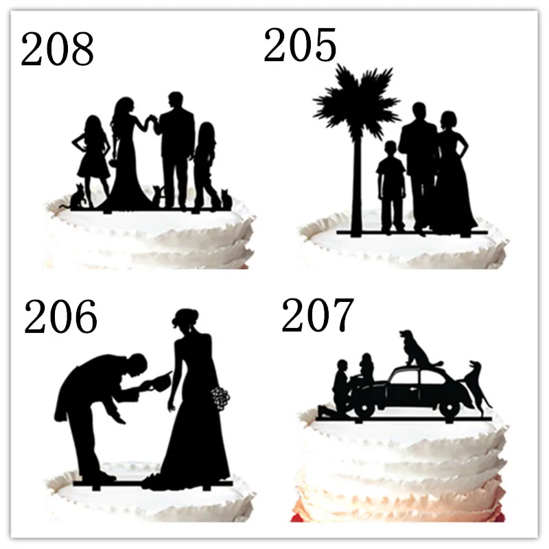 Family Cake Topper Bride and Groom Hand con su lindo Hijo Silhouette de la boda Topperpara la opción 7110520