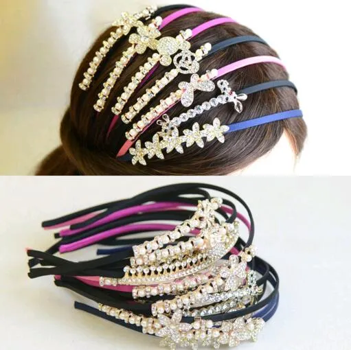 10pcs / lot MIX STYLE CRISTAL Hairband Headband Ornaments para mujer Joyería de pelo Regalo HJ002 Free Ship