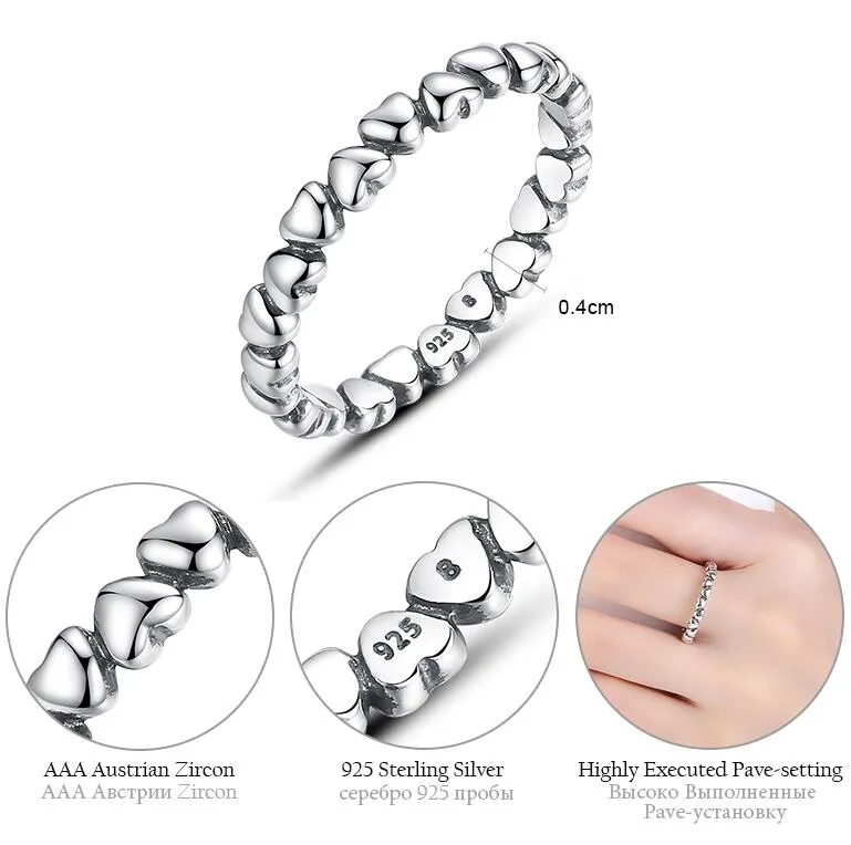 Authentic 925 100% Solid Sterling Silver Forever Love Heart Finger Ring Original Smycken Alla hjärtans dag Present Gratis frakt