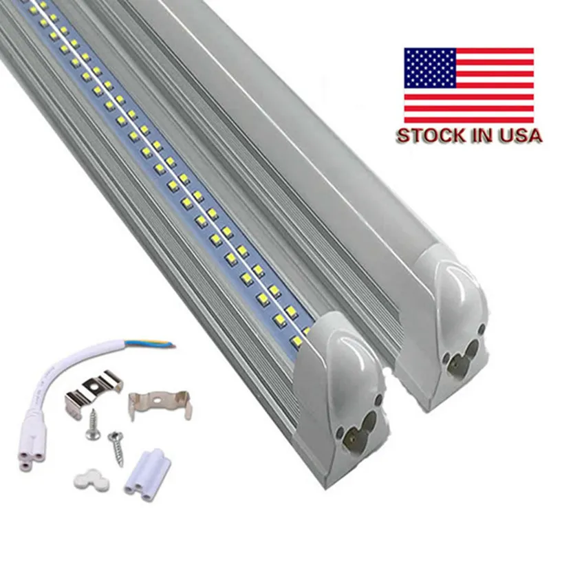 25 Pack Double Row Integrated T8 8FT LED Tube Light Cold White 72W 28W Clear Lens CE FCC