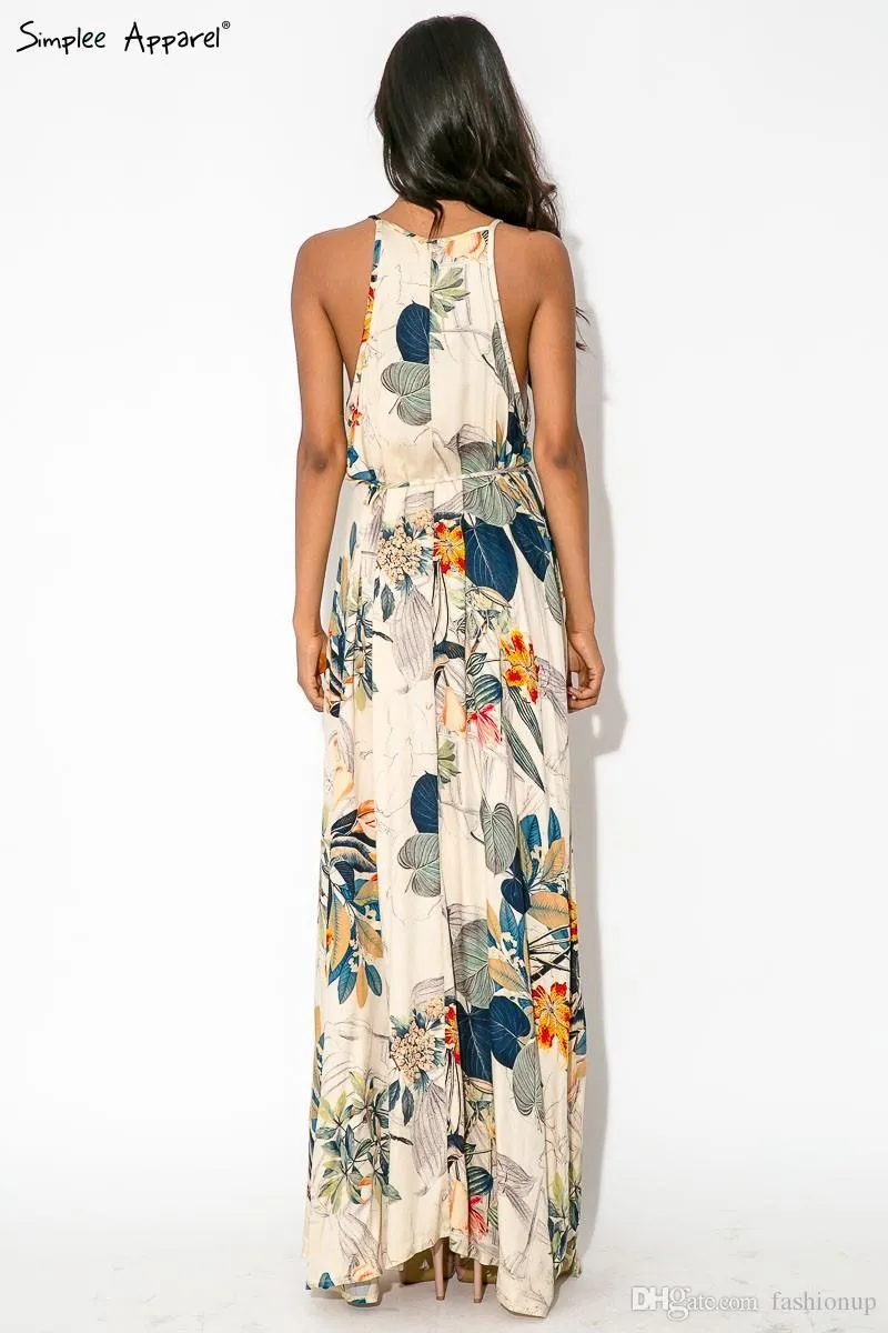 Sexy Summer Flower Print Long Bohemian Dress 2016 Women Elegant ...