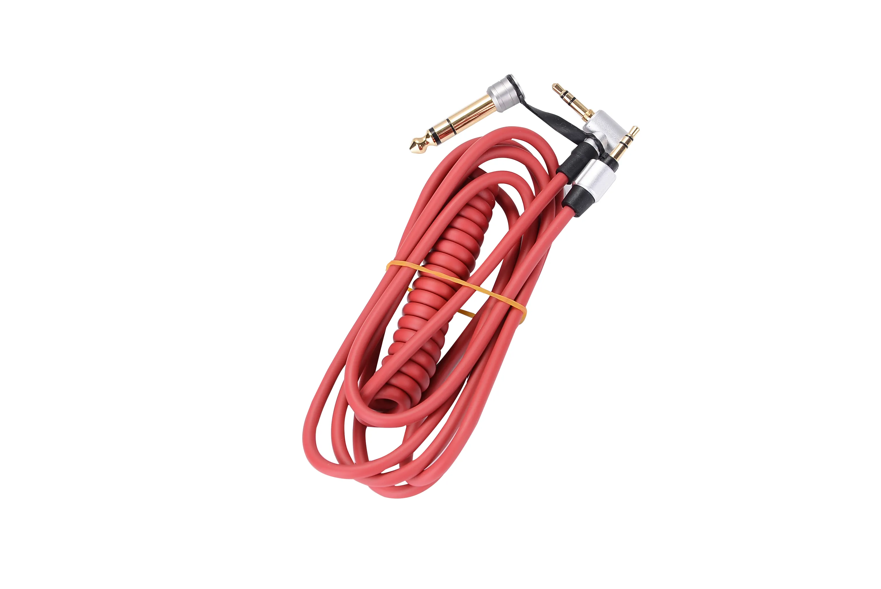 Groothandel 100 stks / partij Zwart Rood Audiokabel Hoofdtelefoon 6.5mm 3.5mm Lente Vervangende kabel voor Monster Beat Pro Detox Solo Aux-kabel