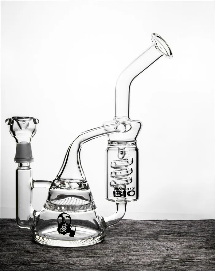 Heady Beaker Glass Bong Fliter Perc Glass Bubbler Skull Coil et Honeycomb Percolator Recycler Pipes à eau Sprial Oil Rigs Stemless