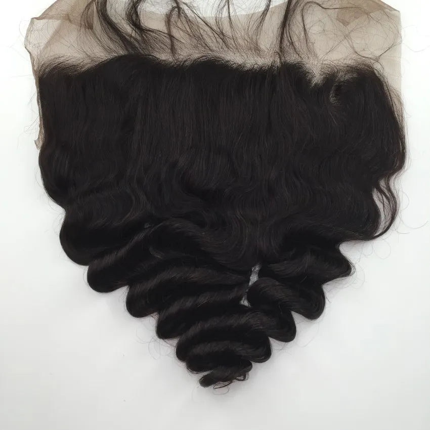 Europäischer Spitzen-Frontverschluss von Ohr zu Ohr mit Babyhaar, 33 x 15 cm, Top Interlovehair, locker, lockig, 25–50 cm, natürliche Farbdichte 130 %.