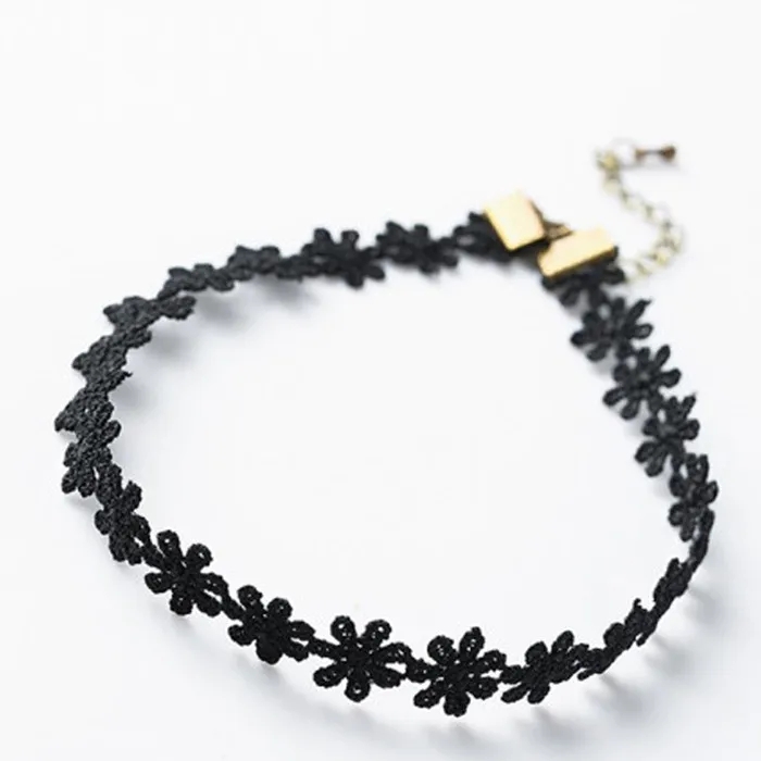 3pcs Noir Ras Du Cou Collier Tatouage Bracelet Bague Set Rétro Vintage