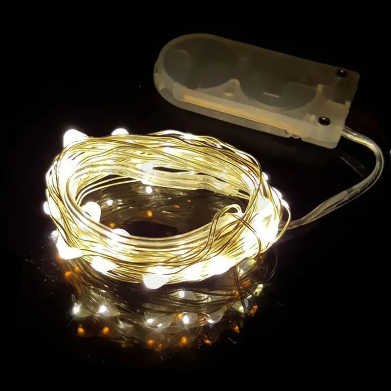 2M 20LEDs CR2032 Button Battery Operated Mini Micro LED Lights String For Wedding Party Event decorations Silver Copper Wire
