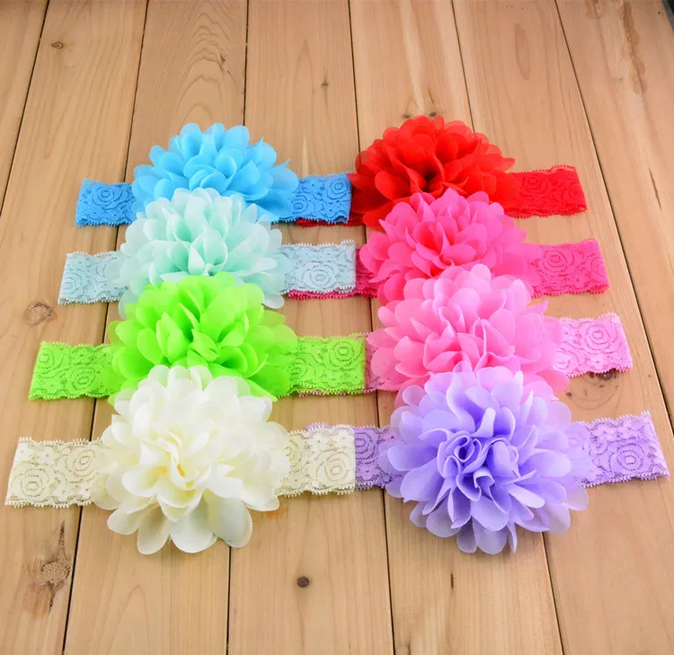 New Children Lace Bow Tie Bandanas Girl Baby lace elastic Headbands Hair Accessories 