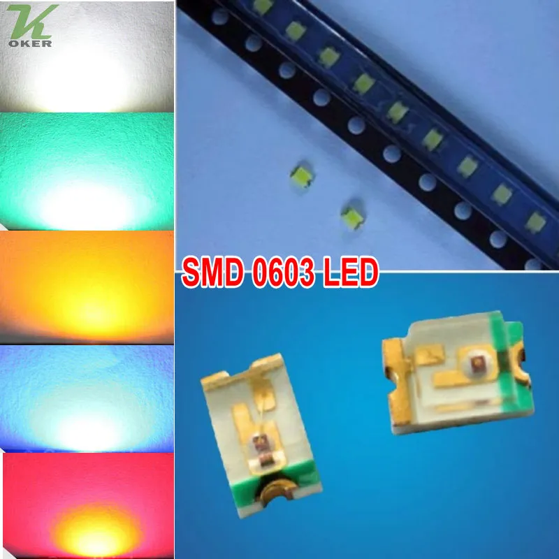 1000 Stcs/Los SMD 0603 Weiß Rot Blau Grün gelb LED LED DIODES ULTA HILL