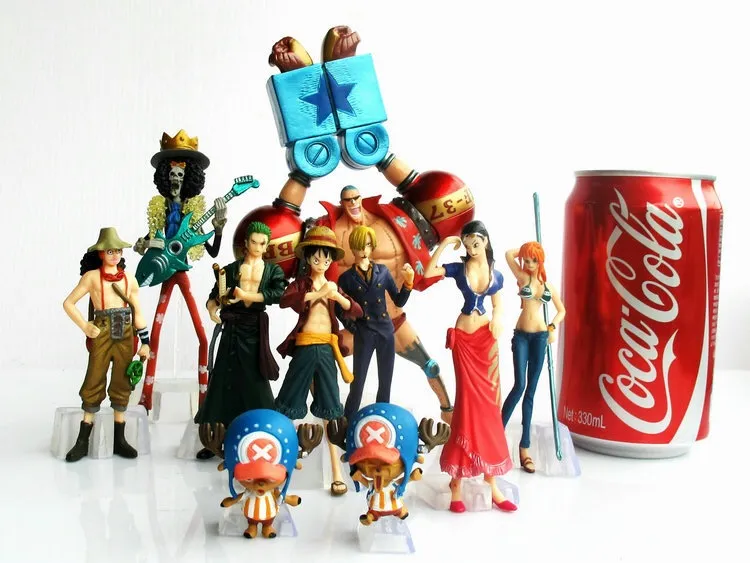 10 sztuk Zestaw One Piece Figurine Collection 2 lata później Luffy Nami Zoro Sanji Anime Japońskie kreskówki