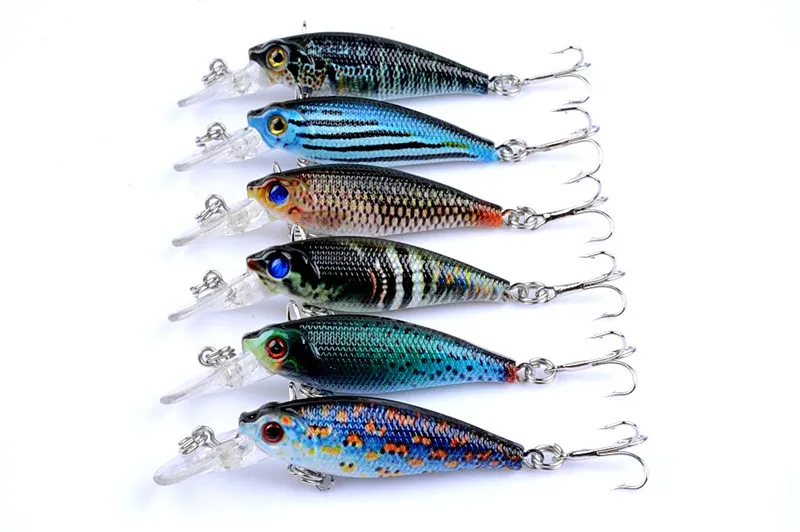 Nieuwe PS geschilderde laser wobbler minnow lokken 6,5 cm 5g zoetwater vissen crap swimbaits simulatie vis aas met haken