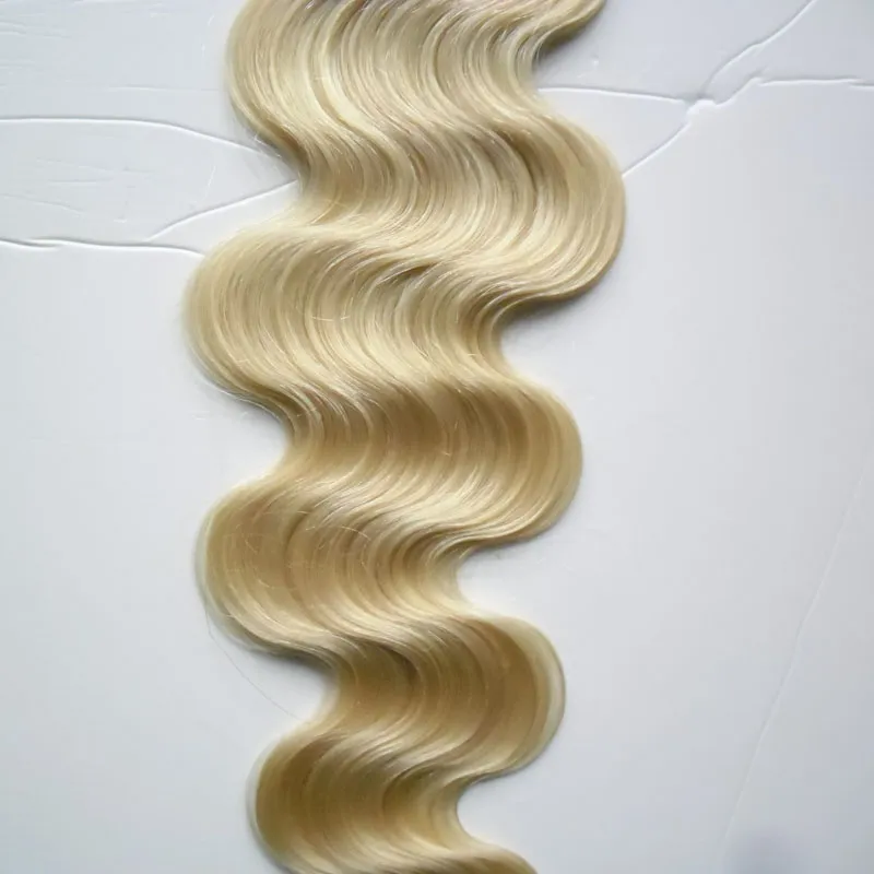 # 613 Blek blond användning av mänsklig hår kroppsvåg hud väft blond brasiliansk hårband i mänskliga hårförlängningar 100g 