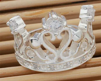 925 Sterling Silver Plated Crystal Crown Pierścienie dla Kobiet Europejskiej Mody Style Akcesoria Biżuteria Boże Narodzenie Prezent Hurtownie DHL