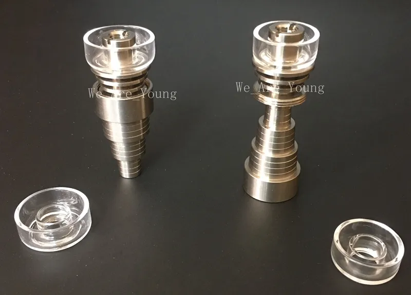 10mm & 14mm & 18mm Domeless Gr2 Titanium Nails with Quartz Bowl and Carb Cap 6 in 1 Adjustable Domeless GR2 Titanium/Quartz H