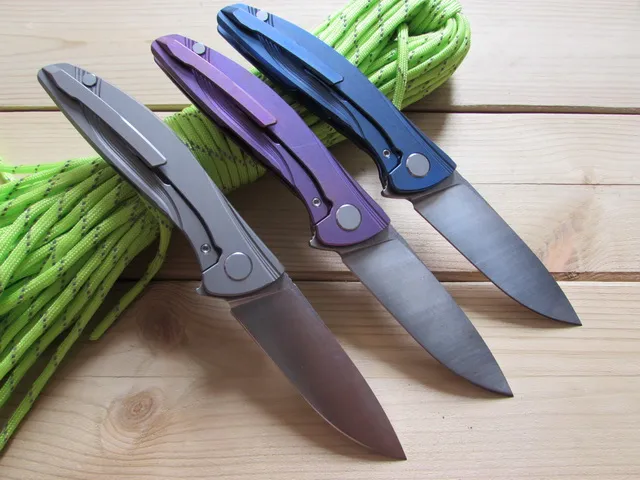 GF Hochwertiges Klappmesser, Keramiklager, Flipper, F95, Neon-Stil, D2-Klinge, TC4-Griff aus Titanlegierung, EDC, taktische Camping-Jagd, Outdoor-Überlebenswerkzeuge