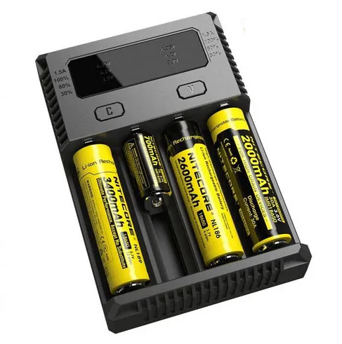 100% authentiques Nitecore NEW I4 Intellicharger Universal 1500mAh Max Output e cig Chargeurs pour 18650 18350 26650 10440 14500 Batterie