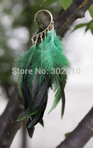 !!! Bohème Style Rock Punk Collocation Vert Plume Grande Boucle D'oreille Alliage Oreille Manchette Wrap Clip Boucles D'oreilles Bande Nouveau