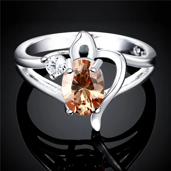 High grade Full Diamond fashion Hollow Ribbon 925 silver Ring STPR039B brand new red gemstone sterling silver plated finger rings