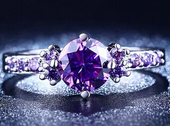 Lila Diamantringe für Frauen, Amethyst-Schmuck, Verlobung, Eheringe, Großhandel, neue Mix-Größen im koreanischen Stil