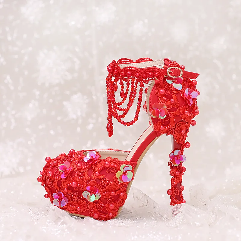Red lace shoes outlet