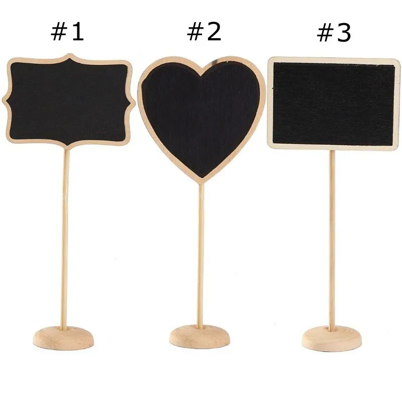 Rectangle Coeur En Forme De Bois Mini Vintage Tableau Noir Place Carte Titulaire Stand pour Dessert Table WordPad Message Board Titulaire Clip Pour Mariage