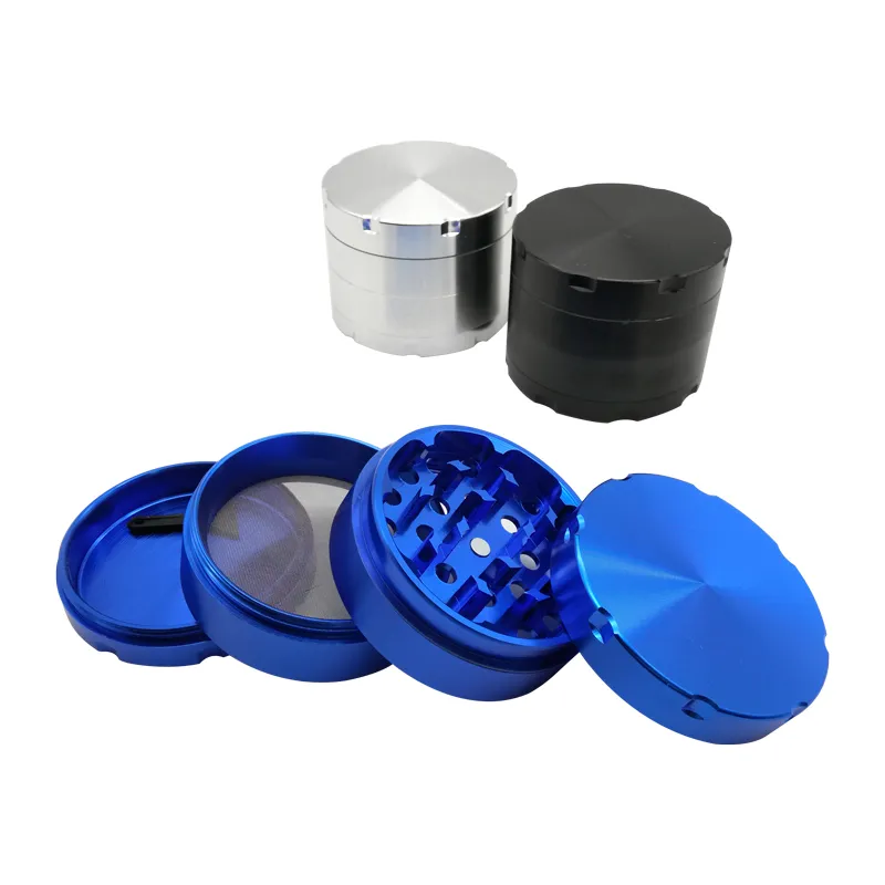 the light blue black silver smooth and durable 4 layers 63mm Aluminum Alloy Metal Herbal Tobacco grinder for smoking