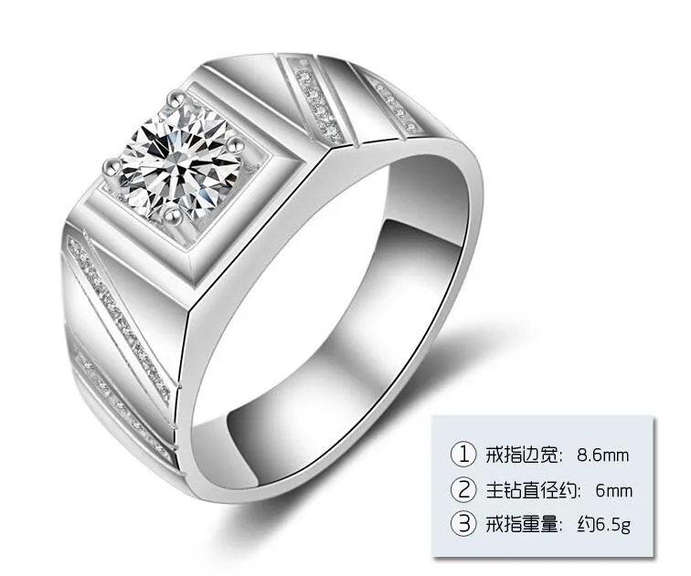 Victoria Wieck Solitaire Men Ring 1ct Topaz Simulerad diamant 14kt Vit Guldfylld Engagemang Bröllop Band Smycken