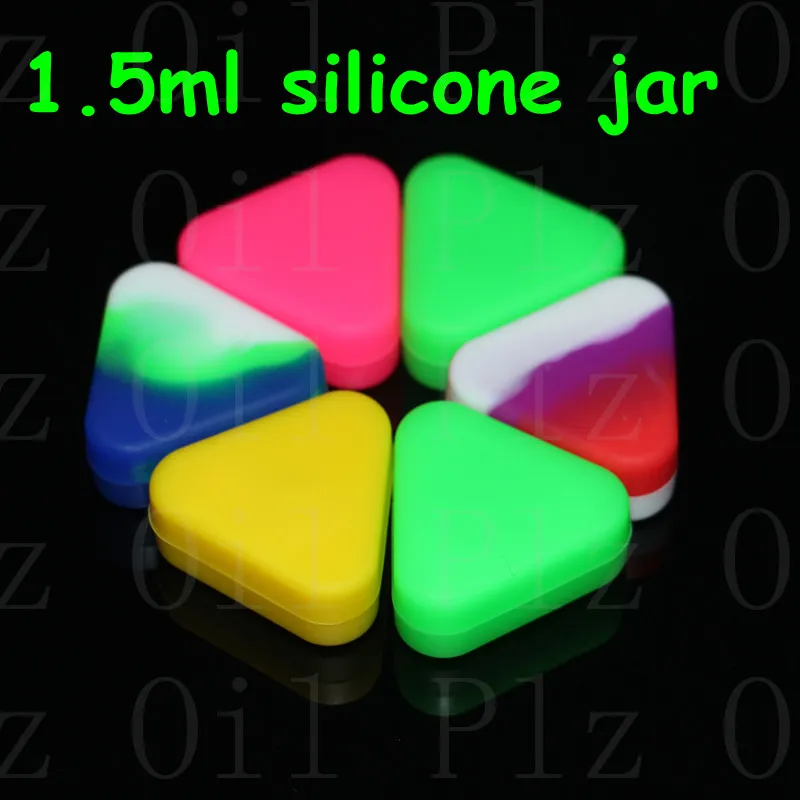Groothandel driehoek siliconen wax container glas olie shatter 1.5 ml dab potten droge kruid concentraat butaan hash silicon bong waterpijp