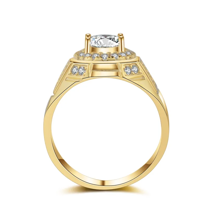 Yhamniファッションイエローゴールド/ホワイトゴールドカラーリングラグジュアリーゴールドフル2カラットソナCZダイヤモンドメンズエンゲージメント結婚指輪MJZ030