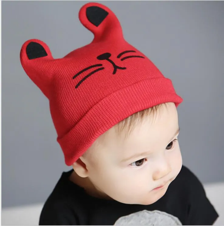 Inverno quente dos desenhos animados do bebê gorro de malha tampão da orelha de gato Da Criança Chapéus De Malha Caps crianças Quente Gorro