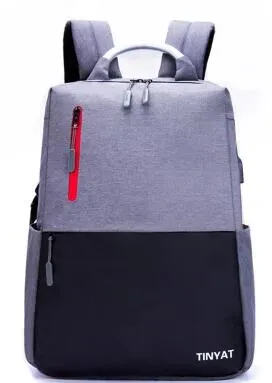 Helt nya mäns ryggsäckväska 15/16 tums kanfas laptop ryggsäckar ryggsäckar för tonåringar grå 1pcs / lot drop shipping multifunktionsknapp